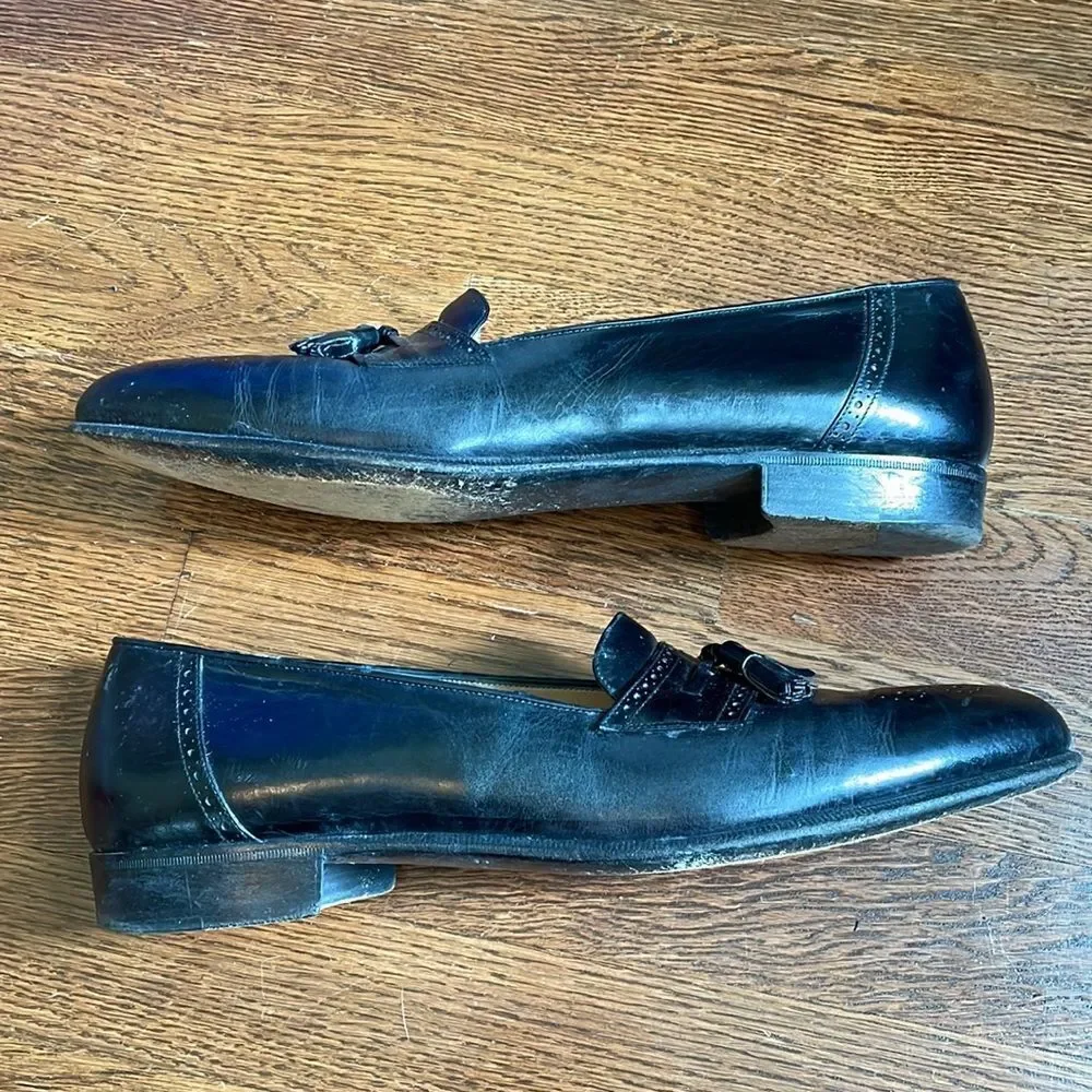 Vtg‎ Salvatore Ferragamo “Caronte” black Oxford style slip on dress shoes